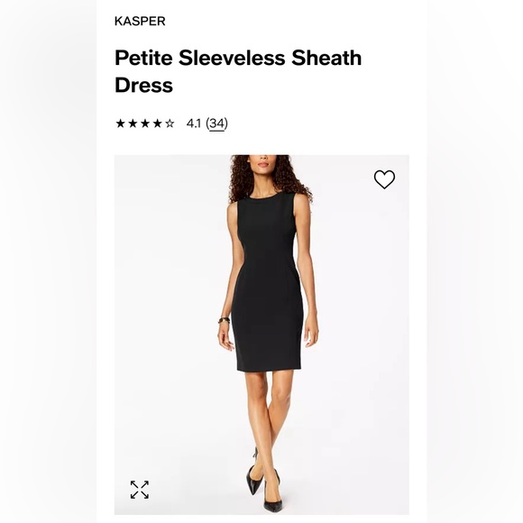 Kasper black sheath dress sz 14p NWOT - Picture 6 of 6